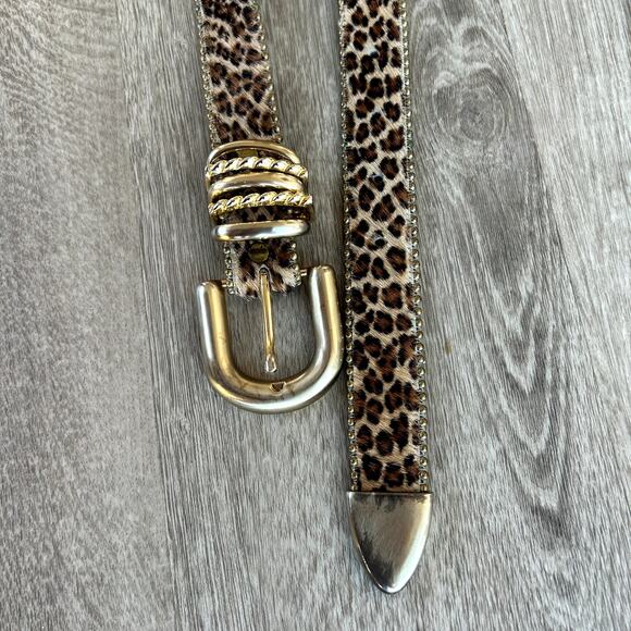 Vintage Leatherock Leopard Haircalf Belt Gold Hardware Y2K Statement Leather 90s main image 6